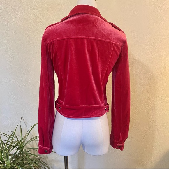 NWT Fate Tiff Magenta Velvet Moto Jacket, Medium - Picture 6 of 7